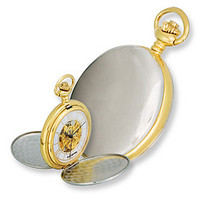 Swingtime Engravable Two-tone Brass Double Cover Mechanical Pocket Watch