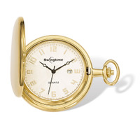 Swingtime Engravable Goldtone Brass Quartz Date Mens Pocket Watch