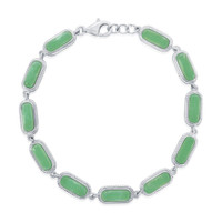 Sterling Silver Oval Jade Linked Bracelet