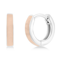 Sterling Silver Rhodium Plated 11mm Sand Enamel Huggies / Hoop Earrings