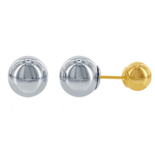 Sterling Silver 925 Two Tone Reversible Beads Earrings