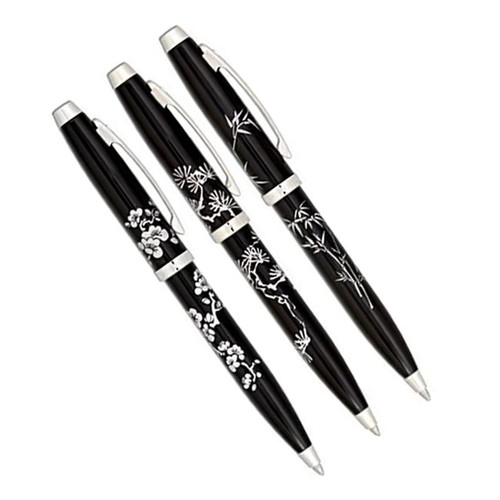 Sheaffer Three Friends of Winter Black Bamboo Design Ballpoint Pen Set 54361-2