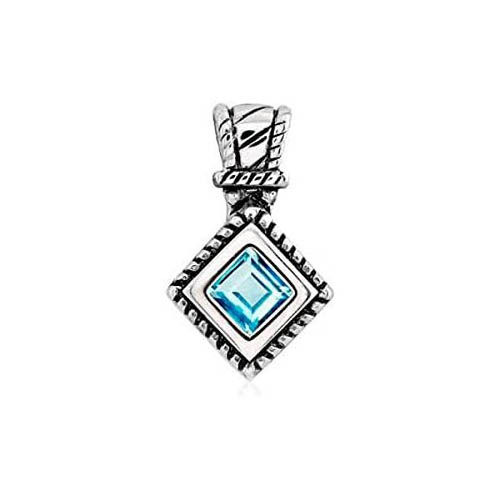 Sterling Silver 925 Blue Topaz Gemstone Womens Pendant