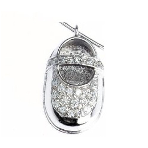 925 Sterling Silver Filled with Clear CZ Stones Shoe Charm