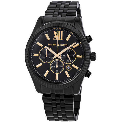 Michael Kors Lexington Black Ion-Plated Stainless Steel Chronograph Mens Watch