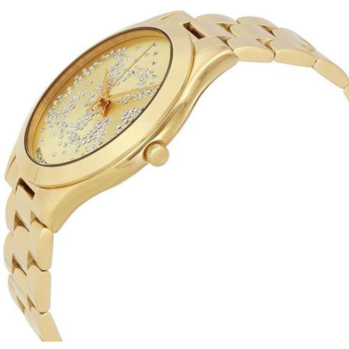 Michael Kors MK3590 Slim Runway Crystal Gold-Tone Stainless Steel