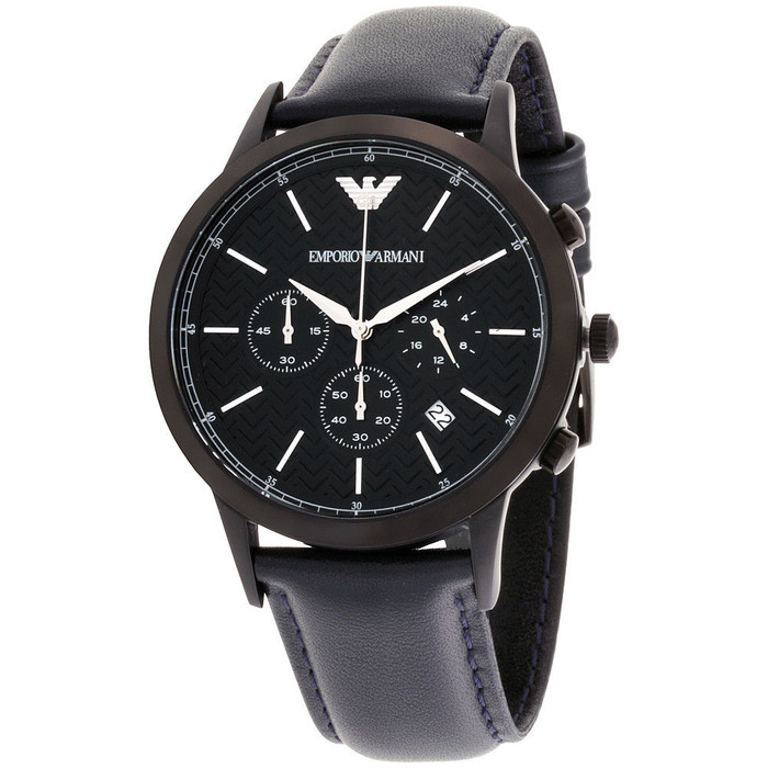 Dial Blue Leather Mens Watch 