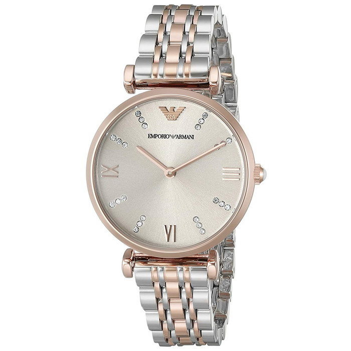 emporio armani two tone watch women's