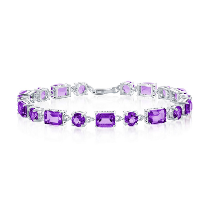 Sterling Silver Amethyst Gemstone Bracelet