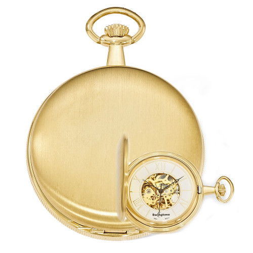 Swingtime Engravable Goldtone Brass Mechanical Mens Pocket Watch - The ...