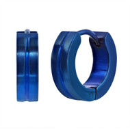 Black Jack Mens Blue Plated Stainless Steel 13mm Huggies / Hoop Earrings