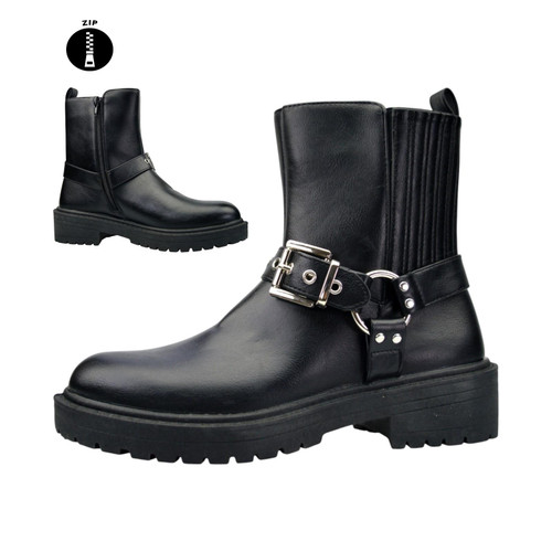 Womens Christine Zip Biker Boots