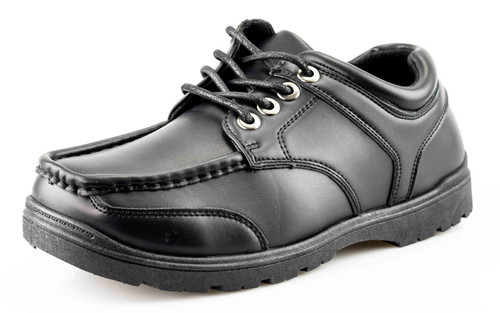 Boys' Black Lace-Up Boat-Style School Shoes