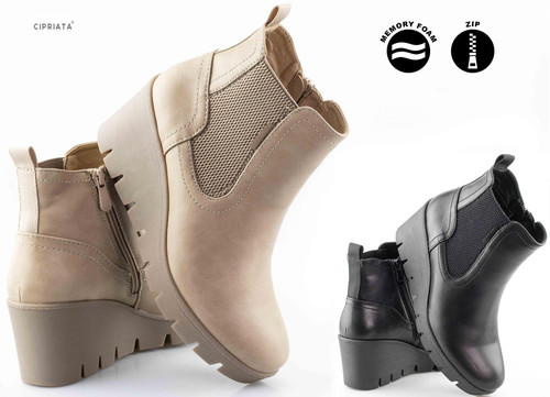 Ladies 'Michelle' Memory Foam Wedge Boots Ladies 'Michelle' Memory Foam Wedge Boots