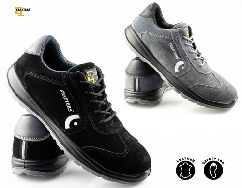 Mens Leather Steel Safety Lace Hiking Walking Outdoor Work Trainers Shoes Size