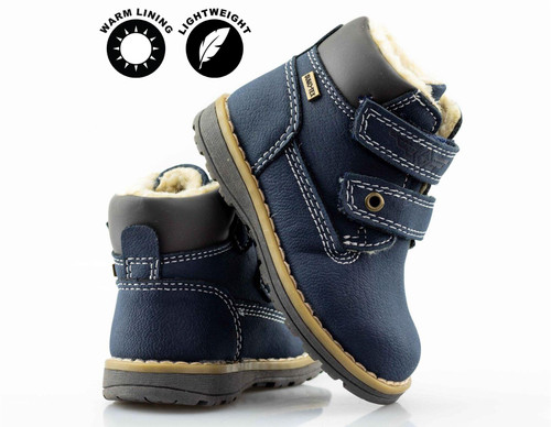 Boys Kids Casual Strap Warm Lined Fur Winter Snow Walking Ankle Boots Shoes Size