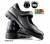 Girls' Black Leather Velcro Brogue School Shoes with Memory Foam