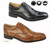 Black men's leather brogue Oxford shoe — front view, Tredflex comfort