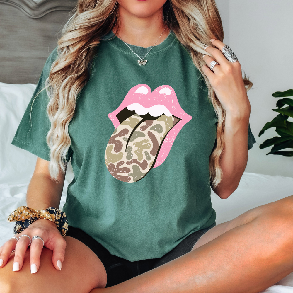 Rolling Lips Camo T-Shirt