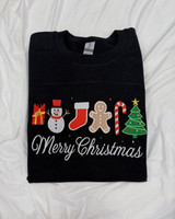 Merry Christmas Black - Embroidery Sweatshirt 