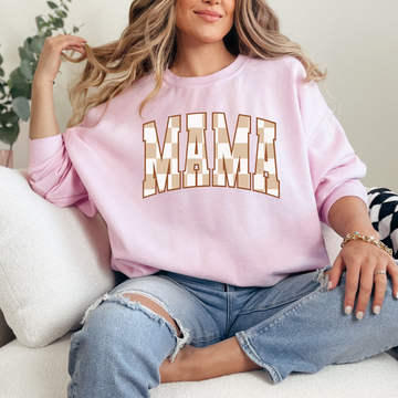 Tan Checkered MAMA Sweatshirt