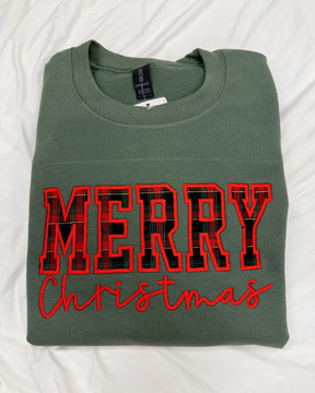 Merry Christmas with side bows - Embroidery Sweatshirt