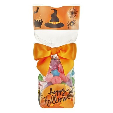 Foil Stripe Candy Cello Bags with Hard Bottom - Box and Wrap