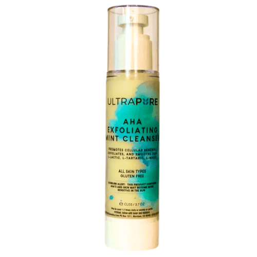 Anti-Aging AHA Exfoliating Mint Cleanser with Lactic, Tartaric, and Malic Acid