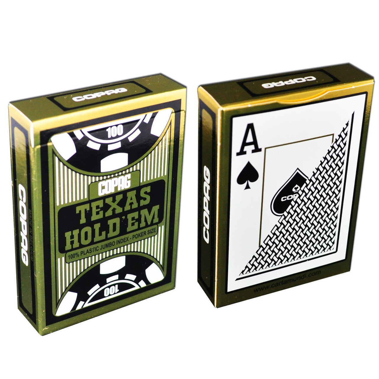 Carti profesionale COPAG TEXAS HOLD'EM GOLD 100% plastic cu JUMBO index si spate negru