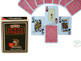 Carti de Texas Holdem 100% plastic, cu index mare rosu
