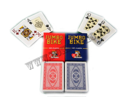 Jumbo Bike plastic albastru - carti de joc Modiano pentru poker texas holdem, 100% plastic cu index mare si spate albastru