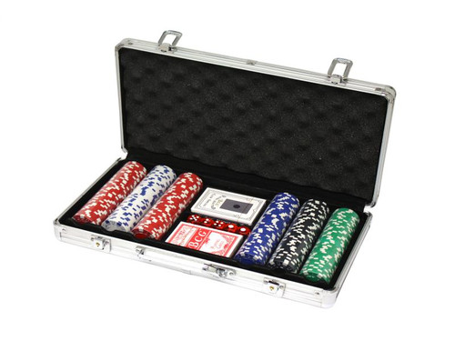 Set de poker de 300 chip-uri model DICE in servieta din aluminiu