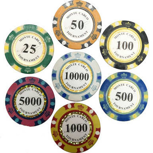 Set poker cu 500 chips-uri de 14g model MONTECARLO Premium + un pachet de carti 100% plastic Dal Negro CADOU