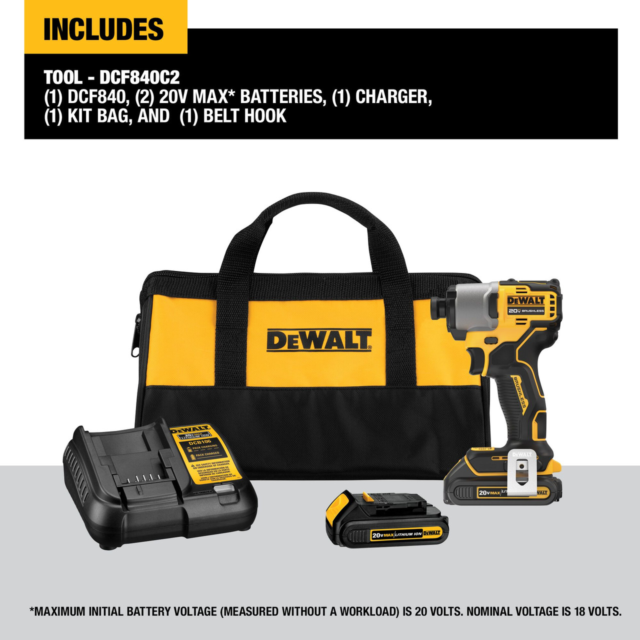 DEWALT DCF840C2 20V MAX Li-Ion 1/4