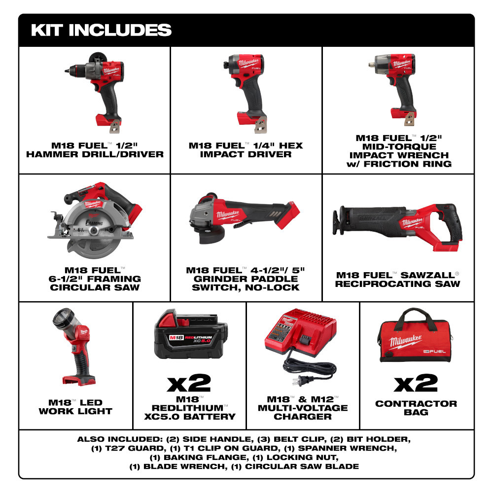 Milwaukee 3697-27 - M18 FUEL 7-Tool Combo Kit - Federated Tool Supply