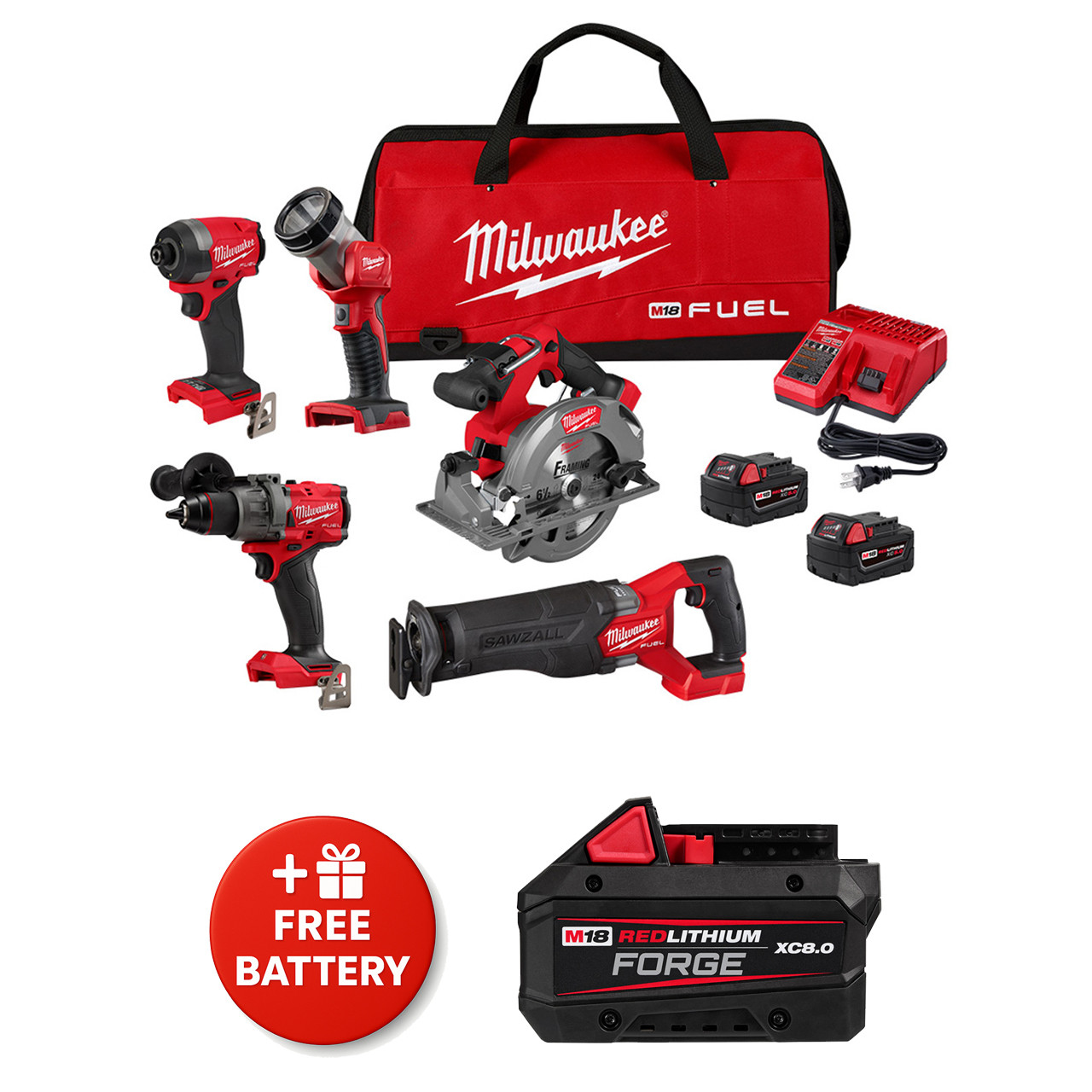 Milwaukee 3697-25 M18 FUEL 5-Tool Combo Kit Federated Tool Supply