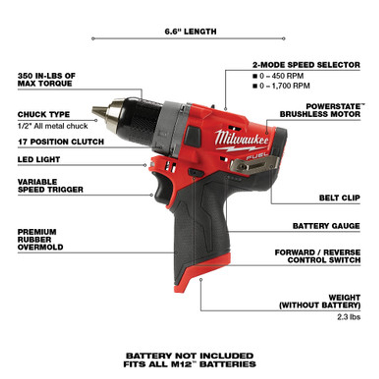 Milwaukee 2503 20 M12 FUEL 1 2 in. Drill Driver Federated Tool Supply