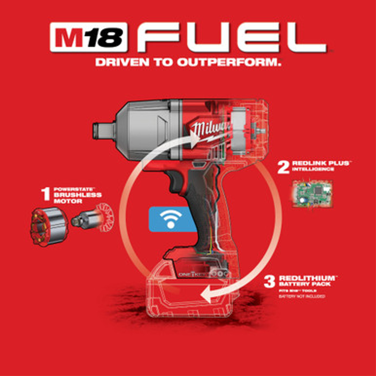 Milwaukee 2864 20 M18 FUEL w ONE KEY High Torque Impact Wrench 3 4 in. Friction Ring Federated Tool Supply