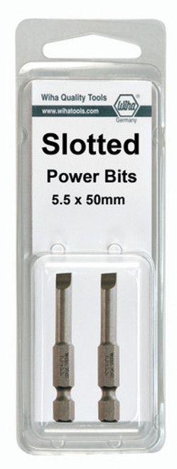 Wiha 74067 - Slotted Power Bit 6.5 x 50mm 2Pk