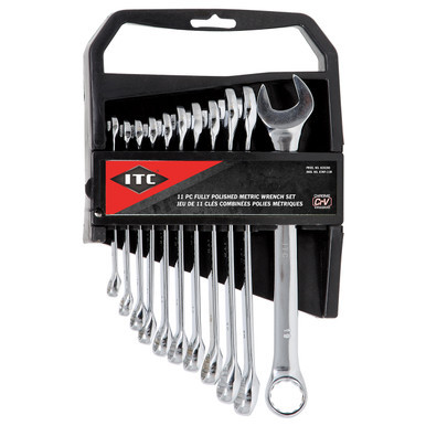 ITC 020208 - (ICWP-11M) 11 PC Fully Polished Metric Combination Wrench Set