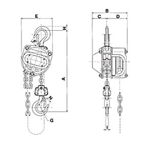 Jet 101422 - (L95-1502) 1-1/2 Ton 10' Lift Chain Hoist - Super Heavy Duty (Overload Protection)