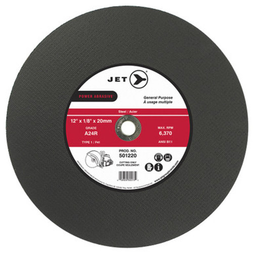 Jet 501224 - 12 x 1/8 x 1 A24R POWER ABRASIVE T1 Cut-Off Wheel