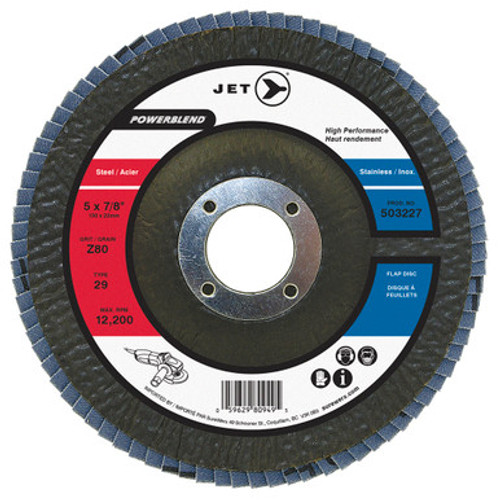 Jet 503223 - 5 x 7/8" Z40 POWERBLEND T29 Zirconia Flap Discs