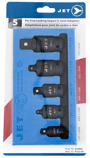 Jet 610902 - (PLUJ-5S) 5 PC Pin Free Locking Impact U-Joint Adaptors
