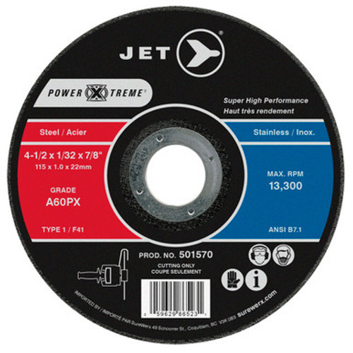 Jet 501571 - 4-1/2 x 3/64 x 7/8 A60PX POWER-XTREME T1 Cut-Off Wheel