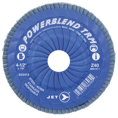Jet 503413 - 4-1/2 x 7/8 Z40 POWERBLEND TRM T29 Trimmable Zirconia Flap Disc
