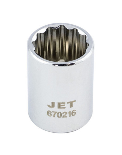 Jet 670212 - 1/4" DR x 3/8" Regular Chrome Socket - 12 Point