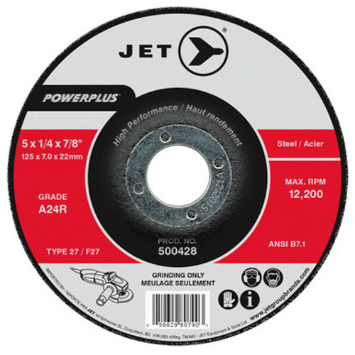 Jet 500428 - 5 x 1/4 x 7/8 A24R POWERPLUS T27 Grinding Wheel