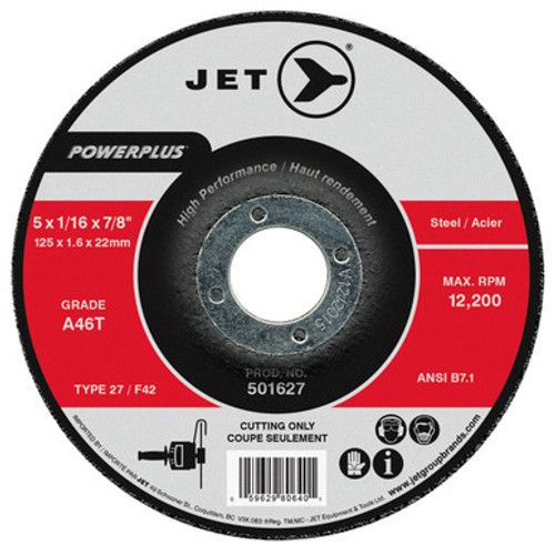 Jet 501627 - 5 x 1/16 x 7/8 A46T POWERPLUS T27 Cut-Off Wheels