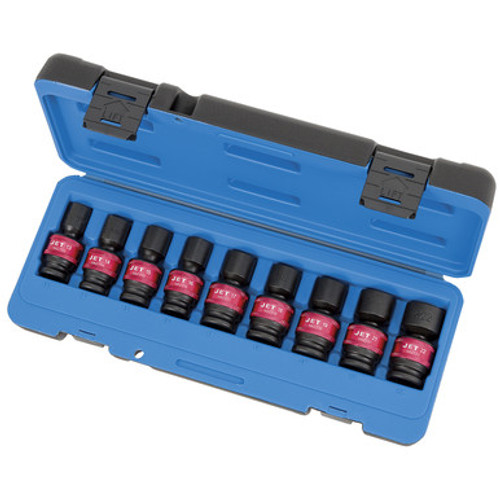 Jet 610388 - (PSU912M) 9 PC 1/2" DR Metric Universal Impact Socket Set - 6 Point